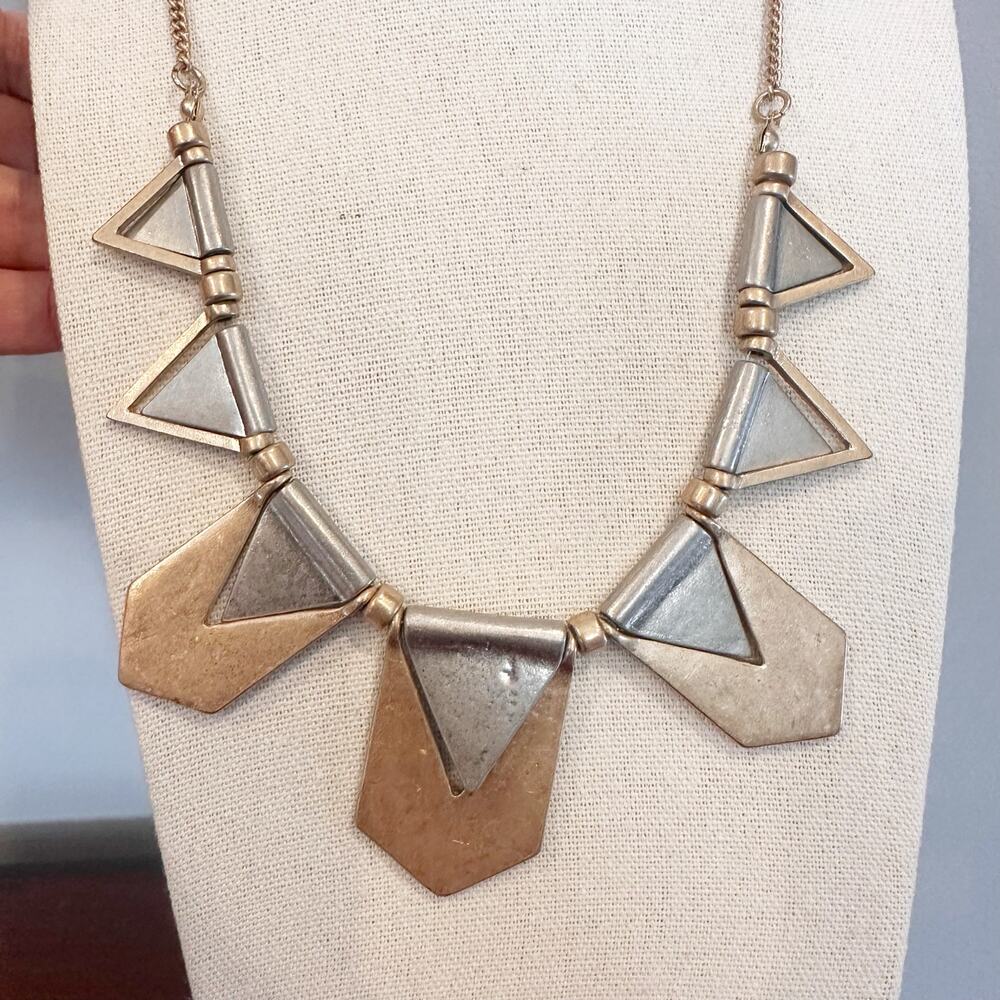 Nordstrom Matte Gold Matte Silver Tone Articulated Geometric Bib Necklace